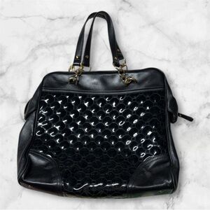 Ann Taylor patent leather quilted Black Tote Bag
